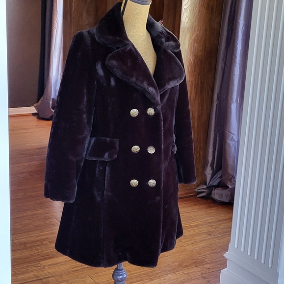 Glenbrooke 1970s Black Double Breasted Faux Fur Coat Medium - Picture 3 of 11